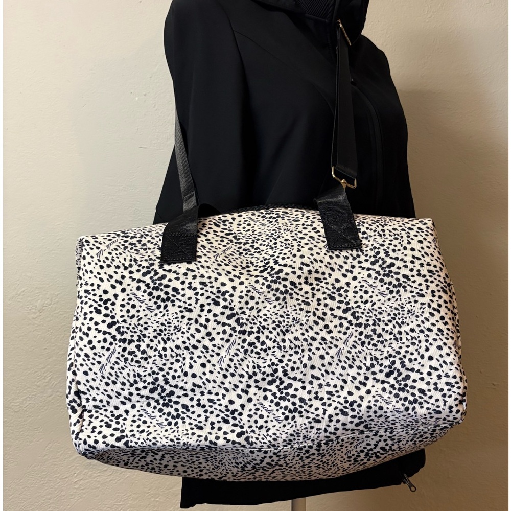 Canvas Black and Cream Animal Print Tote Bag
